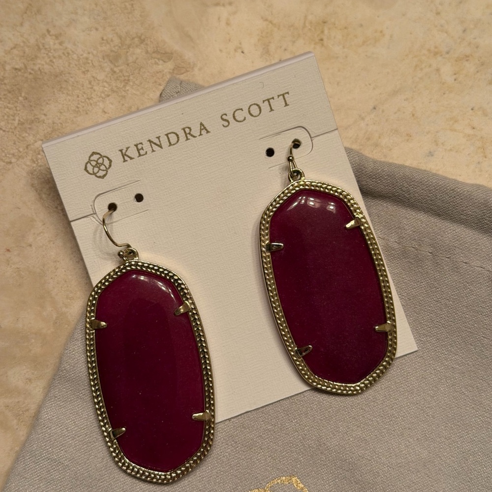 Kendra Scott Deep Red and Silver Earrings